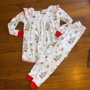 Baby Chic girl 5 Christmas Holiday Pajamas with Red Accents